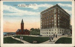 C. & N.W. Depot and Elks' Club Milwaukee, WI Postcard Postcard Postcard