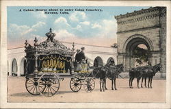 Cuban Hearse and Entrance to Colon Cemetery Havana, Cuba Postcard Postcard Postcard