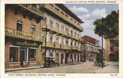 Pine Street showing Central Hotel Panama City, Panama Postcard Postcard Postcard