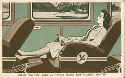 DeLuxe "Day-Nite" Coach on Northern Pacific's North Coast Limited Postcard