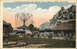 Airships and Scenic Mt. Railway, Lovers Midway, Willow Grove Park Pennsylvania Postcard Postcard Postcard