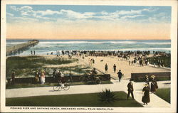 Fishing Pier and Bathing Beach, Breakers Hotel Palm Beach, FL Postcard Postcard Postcard