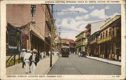 Central Avenue, Looking West, Panama City Postcard