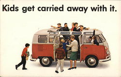 Kids Get Carried Away With It - VW Bus advertisement. Postcard