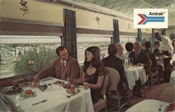 Dining Car On Amtrak Passenger Train Trains, Railroad Postcard Postcard Postcard