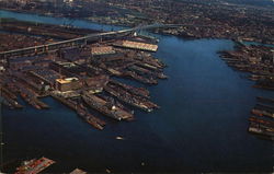 Aerial View of Boston Harbor Massachusetts Postcard Postcard Postcard