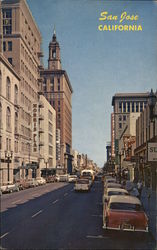 First Street Near Santa Clara Avenue, Downtown Postcard