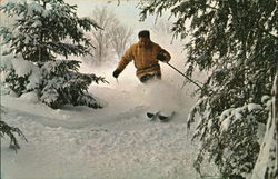 Rudi Kuersteiner skiing at Snow Ridge ski school. Postcard