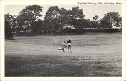 Player and Caddie, Highland Country Club Postcard