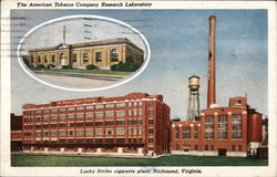 The American Tobacco Company Research Laboratory, Lucky Strike Cigarette plant Richmond, VA Postcard Postcard Postcard