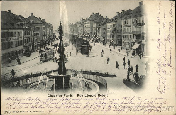 Rue Leopold Robert Chaux-de-Fonds, Switzerland Postcard