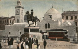 La Mosquee et la Statue du Duc d'Orleans Postcard