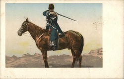 Man Shooting Gun From On Top Horse Russia Postcard Postcard Postcard