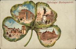 Greetings from Budapest, Shamrock Multi-View Hungary Postcard Postcard Postcard