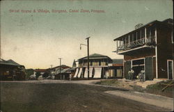 Street Scene & Village, Canal Zone Postcard