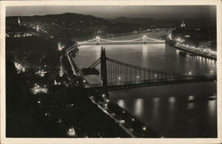 View of the Town at Night Budapest, Hungary Postcard Postcard Postcard