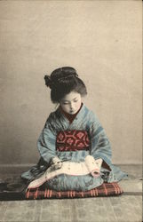 Young Girl in Kimono Japan Postcard Postcard Postcard