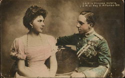 King Alfonso XIII and Princess Victoria Postcard