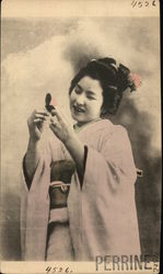 Woman Dressed in Kimono Postcard