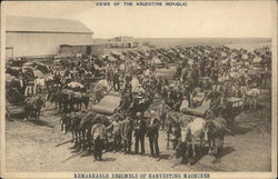 Remarkable Ensemble of Harvesting Machines Postcard