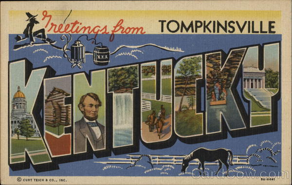 Greetins from Tompkinsville Kentucky Postcard