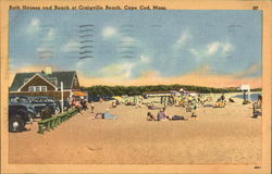 Bath House and Beach at Craigville Beach Postcard