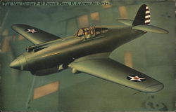 Fast New Curtiss P-40 Pursuit Plane, U.S. Army Air Corps World War II Postcard Postcard Postcard