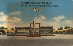 Henderson's Motor Villa and Restaurant U.S. No. 1, 391 and 178 Postcard