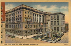 Court House and Battle Monument Baltimore, MD Postcard Postcard Postcard