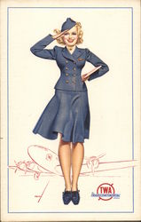 TWA Transcontinental Stewardess Airline Advertising Postcard Postcard Postcard