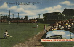 Baseball Spring Training, Milwaukee Braves in Action Postcard