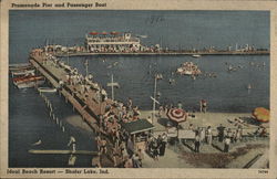 Promenade Pier and Passenger Boat, Ideal Beach, Shafer Lake Monticello, IN Postcard Postcard Postcard