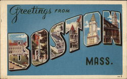 Greetings From Boston Mass. Postcard