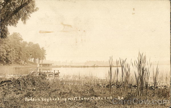 Hudson Bay, Looking West, James Lake Jamestown, IN Postcard