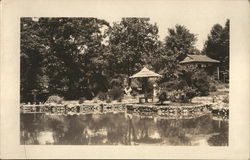 View of a pond at a Japanese Garden, Clemson Park Middletown, NY Postcard Postcard Postcard