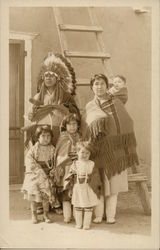 Indian Chief and Family Native Americana Postcard Postcard Postcard