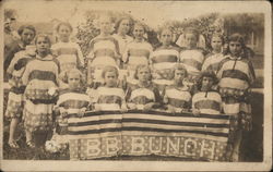 B.B. Bunch - Group of young girls dressed in stars and stripes holding banner Patriotic Postcard Postcard Postcard