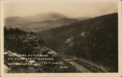 National Highway and East End of Narrows from Lover's Leap Cumberland, MD Postcard Postcard Postcard