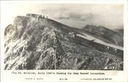 Atop Mt. McLellan, showing the Shay geared locomotive. Postcard