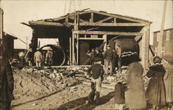 Crowd Looking at Destroyed Building Postcard