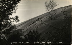 Sitting on a Sand Dune Silver Lake, MI Postcard Postcard Postcard