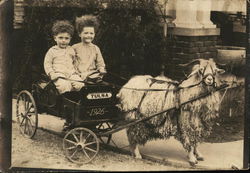 Two Children in Wagon Pulled by Goat, Tulsa 1926 Goats Postcard Postcard Postcard