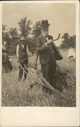 Threshing the Fields with scythe Postcard