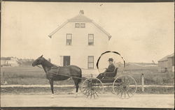 Horse Drawn Cart In Front of Home - Mail Carrier Postcard