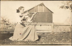 Woman Aiming a Winchester Rifle Women Postcard Postcard Postcard