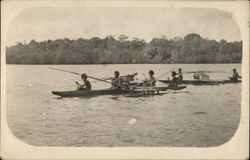 Men in Outrigger Canoes Postcard