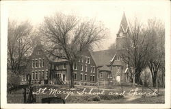 St. Mary's School and Church Postcard