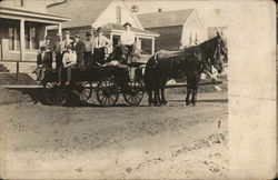 Men Riding on Horse Drawn Cart Horse-Drawn Postcard Postcard Postcard