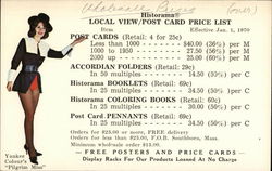 Pilgrim Miss, Yankee Colour Corporation Postcard Price List Southborough, MA Postcard Postcard Postcard