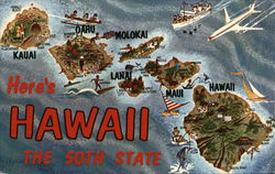 Here's Hawaii The 50th State Postcard